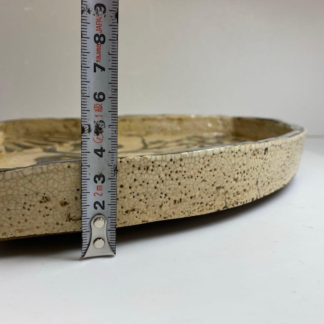 尾形乾山 扇面大皿 木箱付 最大幅約31.5㎝ 東Y7-0204③トヒサ