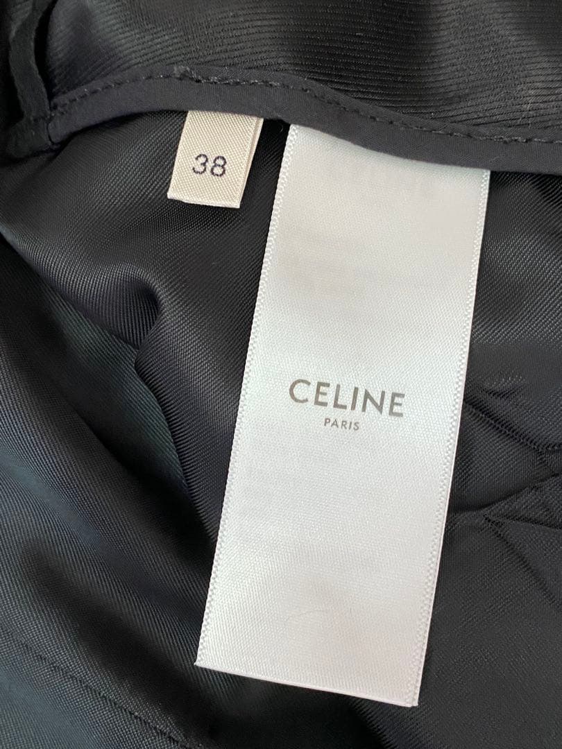 CELINEグレー ストライプ ガウチョパンツ2ポケット