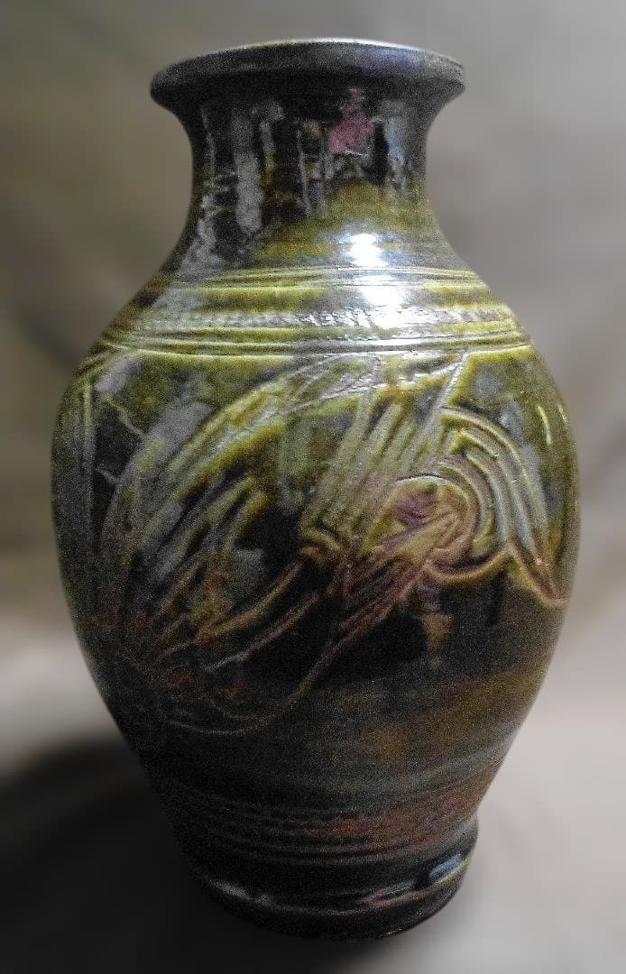 金城次郎 壺屋焼 花瓶 36cm