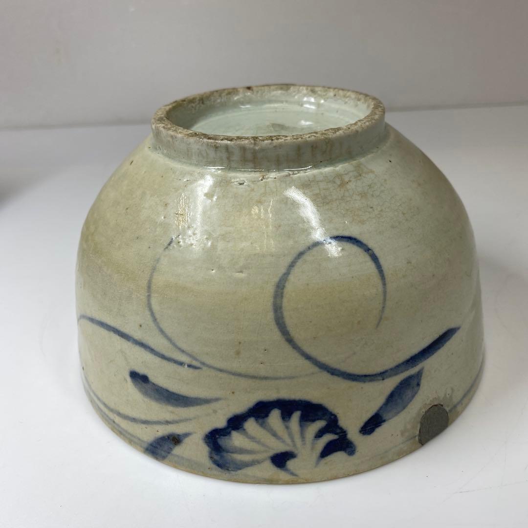 李朝 染付 草花文 鉢 合箱 トヒチル 東さ7-0428① 朝鮮美術