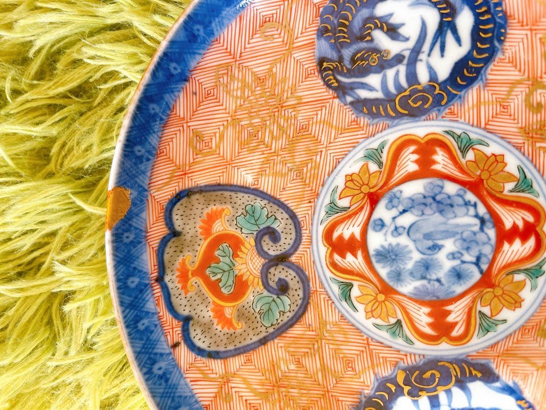 【骨董】古伊万里 玩玉銘 染付赤絵金彩 龍文様 皿6枚セット