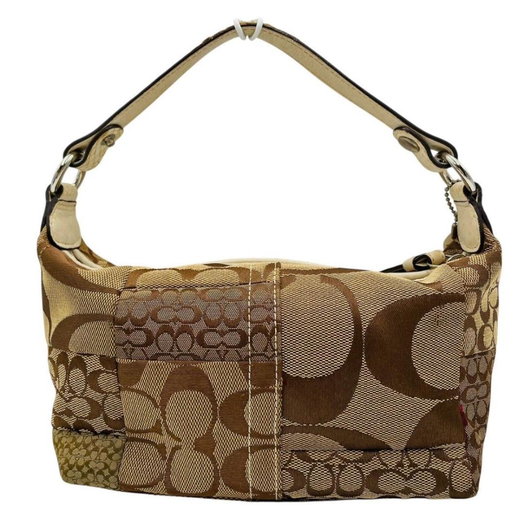 美品 コーチ ハンドバッグ アクセサリーポーチ キャンバス ブラウン 1491