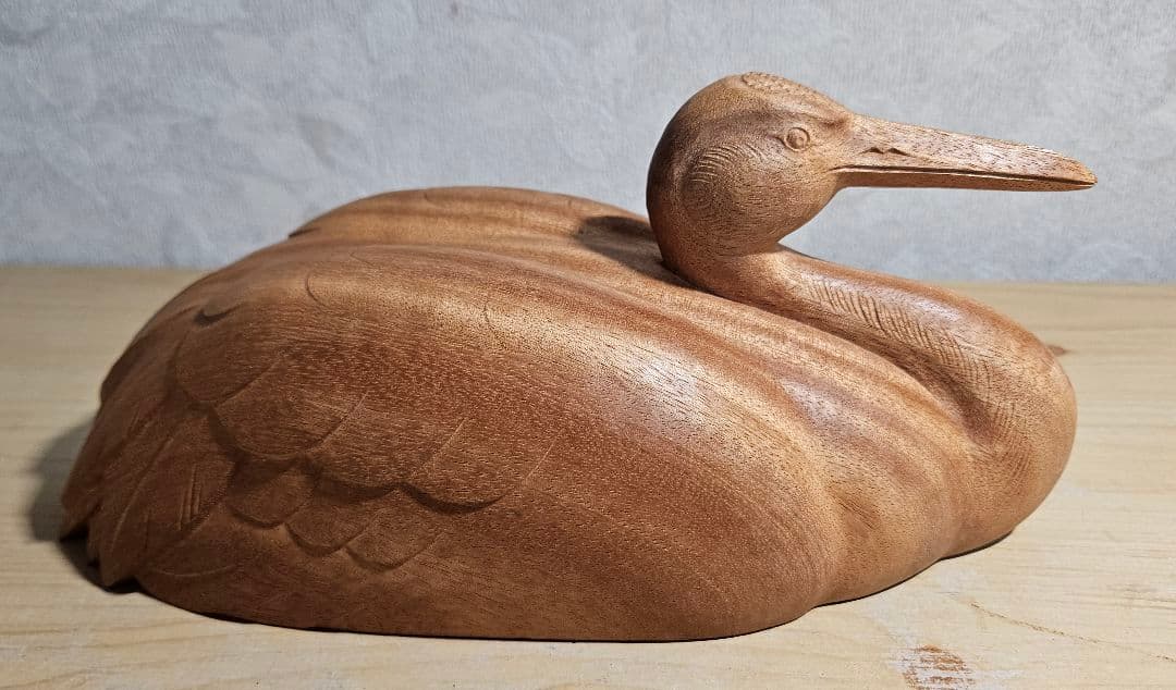 名工 井波彫刻 川原和夫作 木彫 『鶴』骨董品 アンティーク