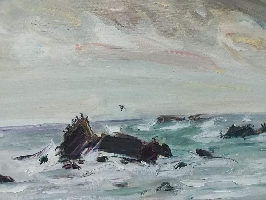 「冬の海」房総黒生海岸 絵画 油絵 F8