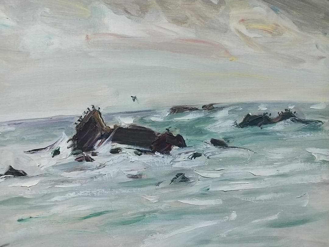 「冬の海」房総黒生海岸 絵画 油絵 F8