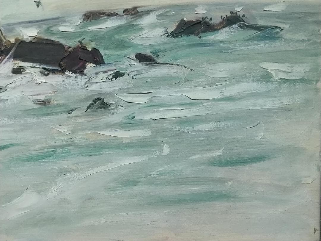 「冬の海」房総黒生海岸 絵画 油絵 F8