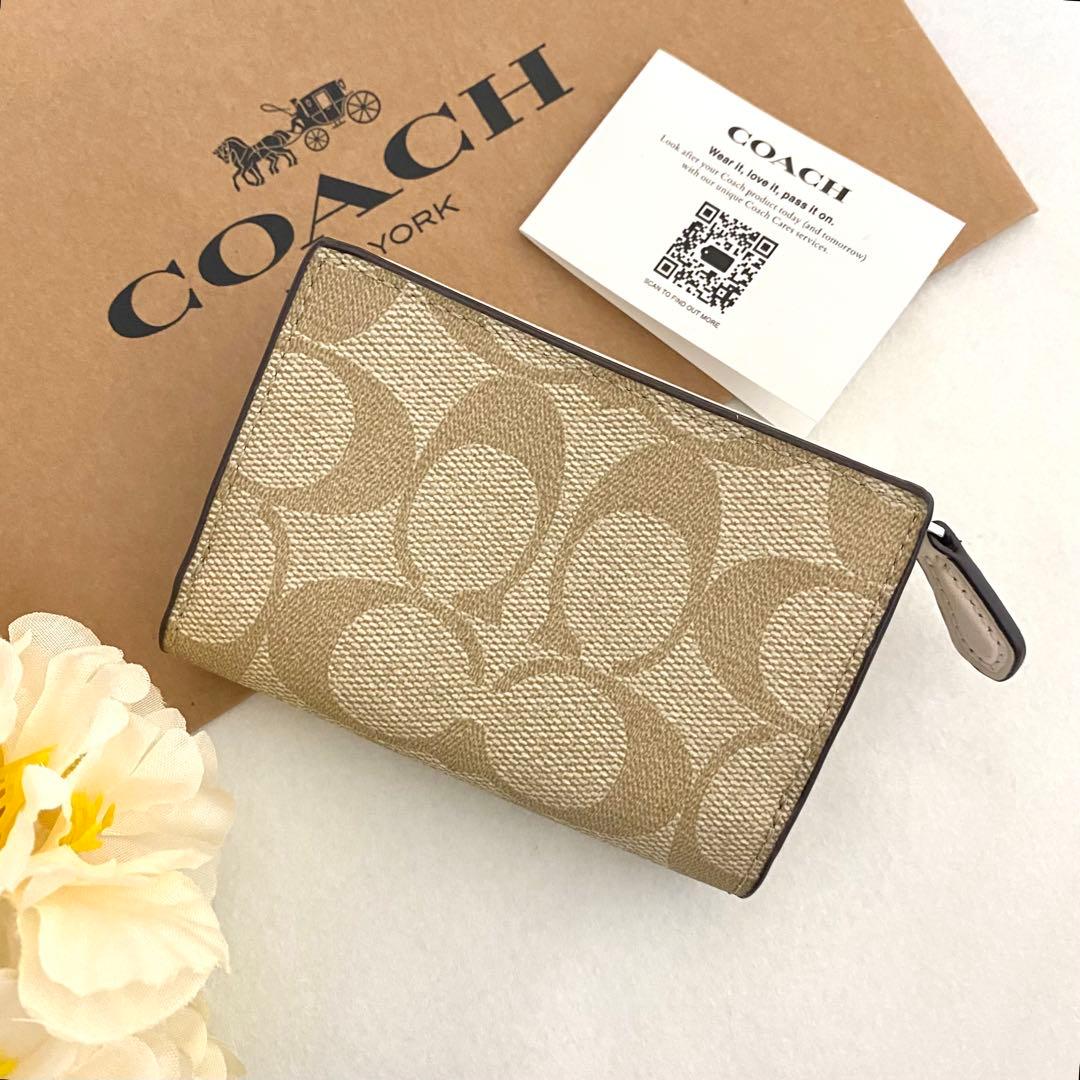 新品】COACH(コーチ)イエロー 花柄 レザー 折り財布 COACH コーチ 折り