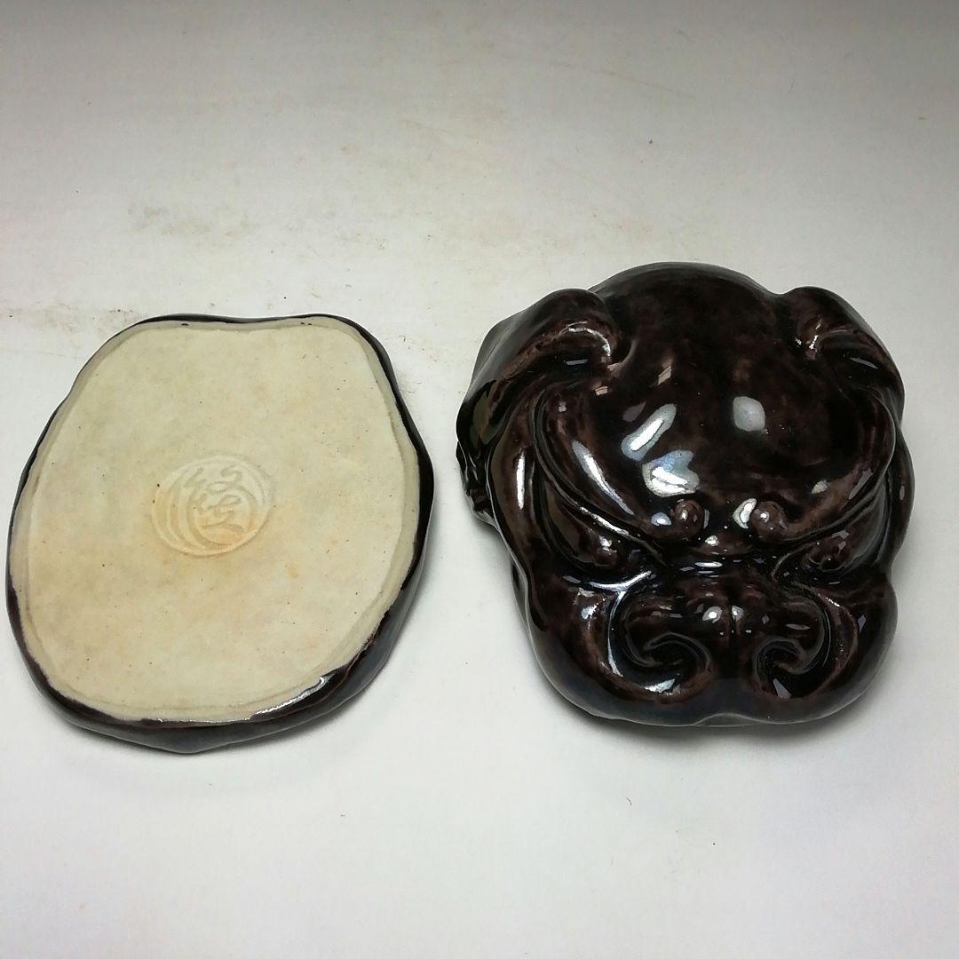 S725 香合 『獅子頭』『九谷焼』『朝倉文夫作』 共箱 茶道具