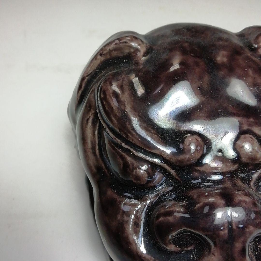 S725 香合 『獅子頭』『九谷焼』『朝倉文夫作』 共箱 茶道具