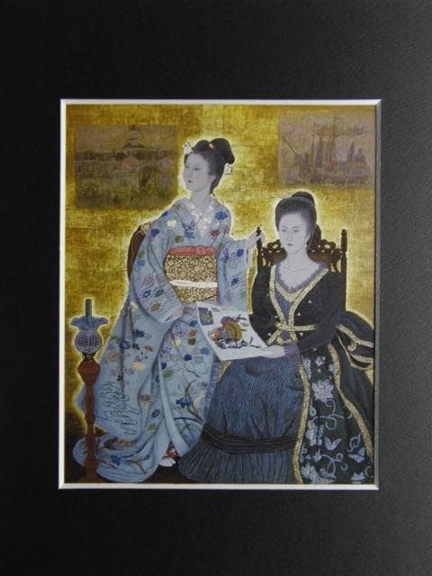 小市美智子、「横浜回顧」、希少な画集より、 新品高級額装付