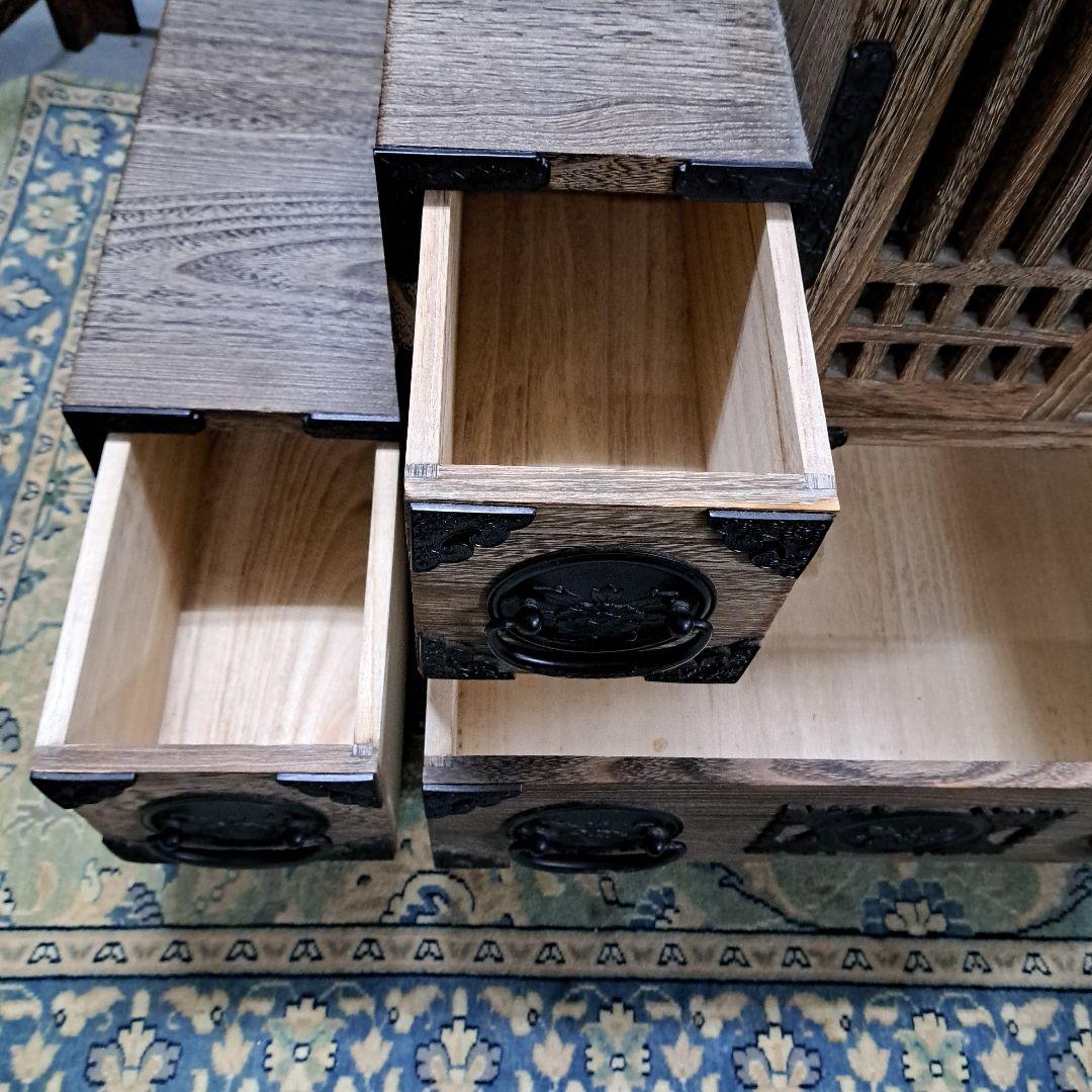 ♡総桐格子戸付き階段タンス 右上がり 左上がり 両面使い♡