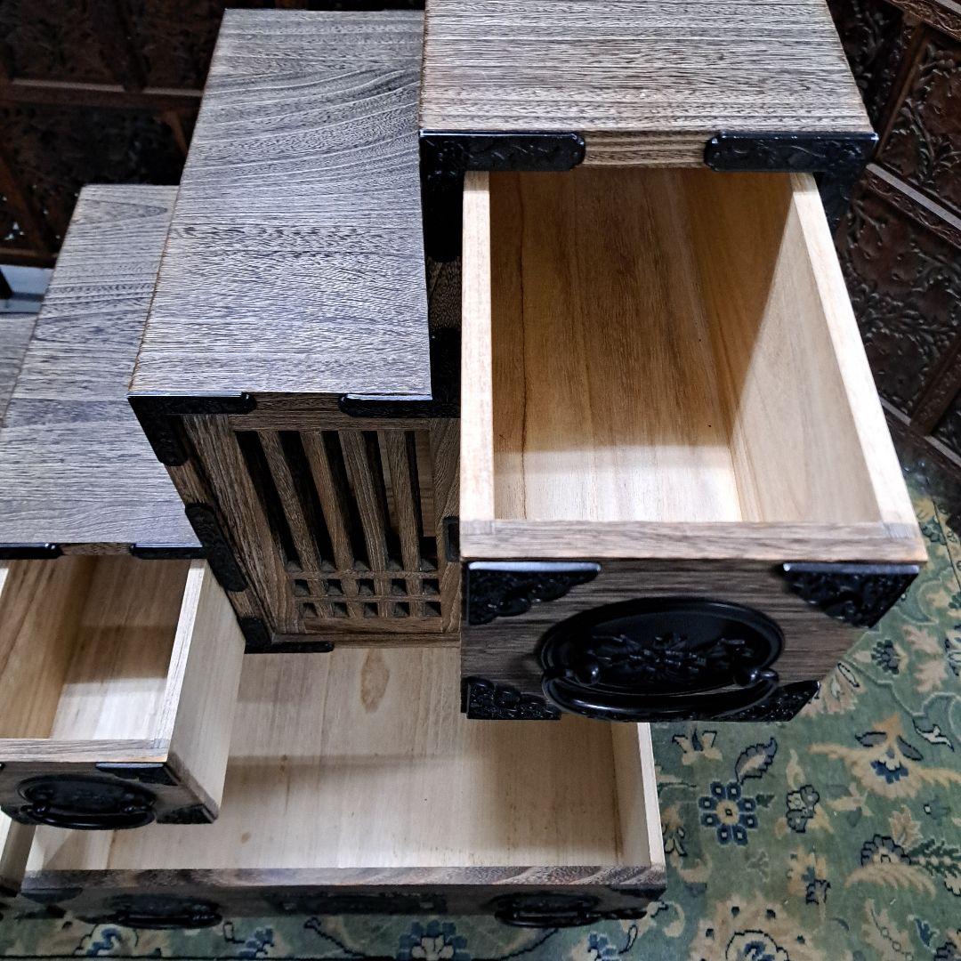 ♡総桐格子戸付き階段タンス 右上がり 左上がり 両面使い♡