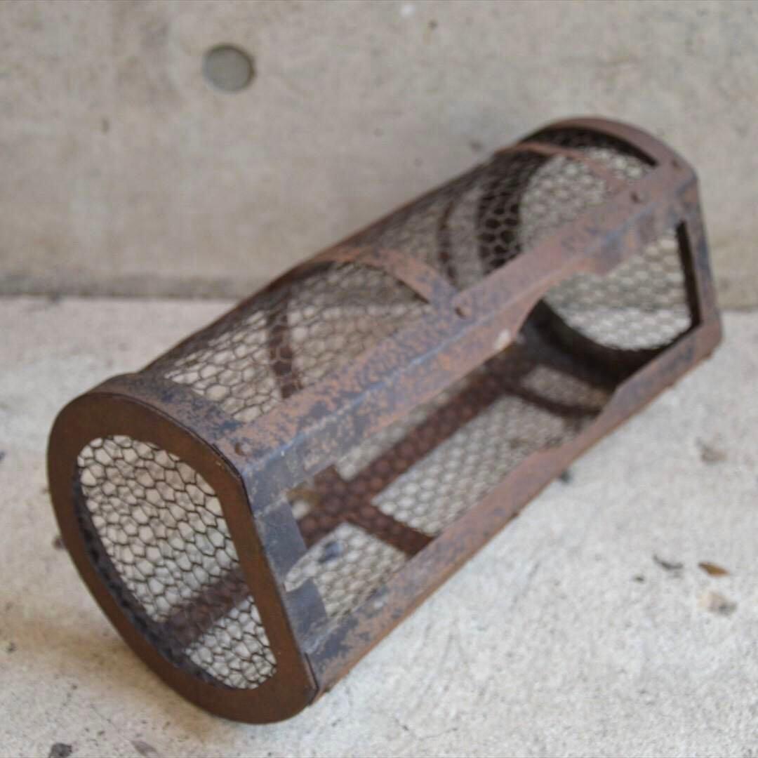 明治時代 鉄製 筒型行燈 置行燈 オブジェ 骨董品 アンティーク レトロ