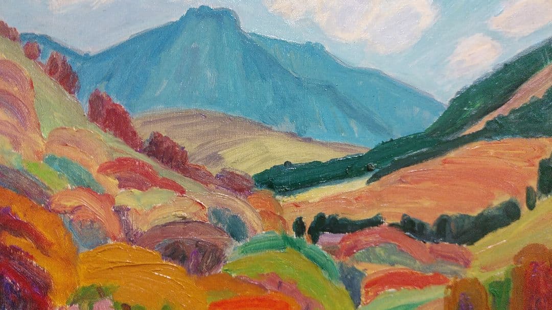 ◆梶進　「箱根の秋 （俵石）」　油彩　F8号 　光風会会員 　師：藤島武二◆