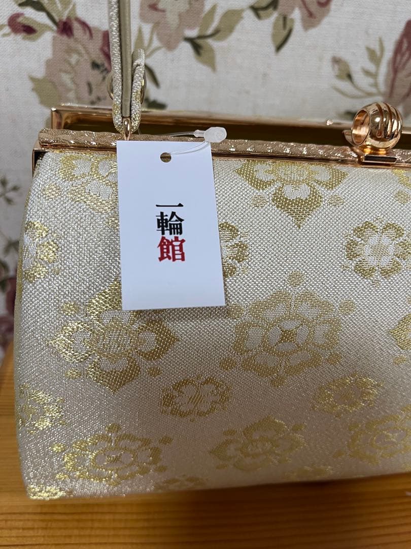 新品　アイボリー花柄和装用バッグと草履セット