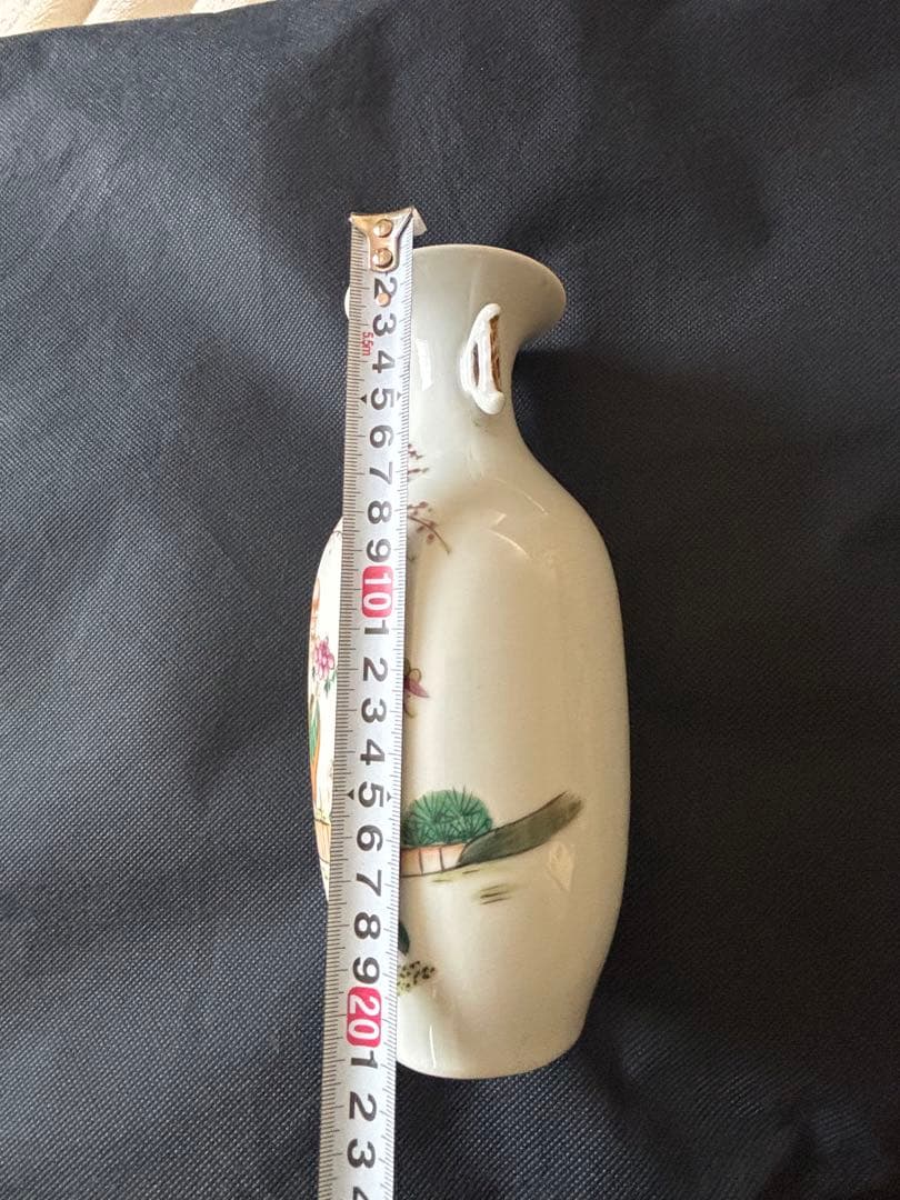 中国古美術 清末民国時代 粉彩 花瓶 人物画 高さ22cm