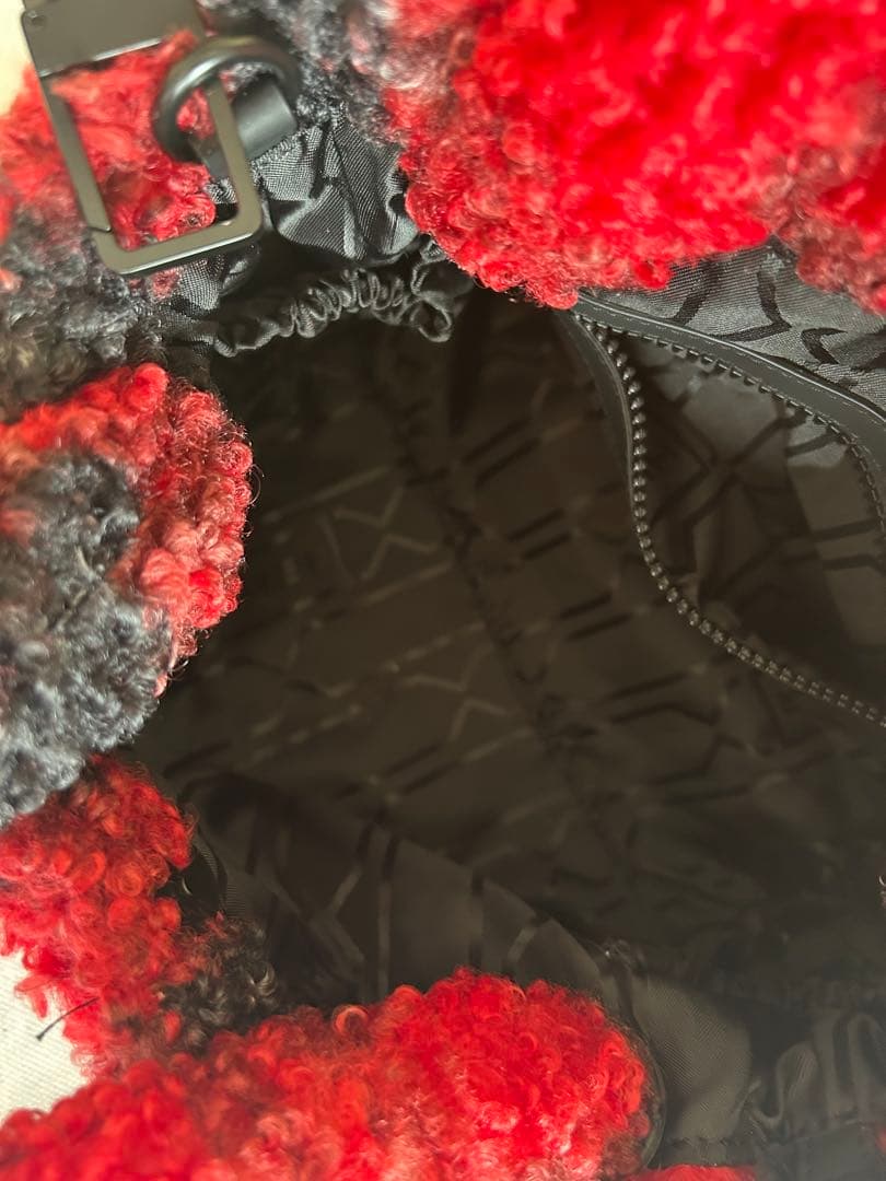 HUNTER ボアショルダーバッグ 赤黒チェック