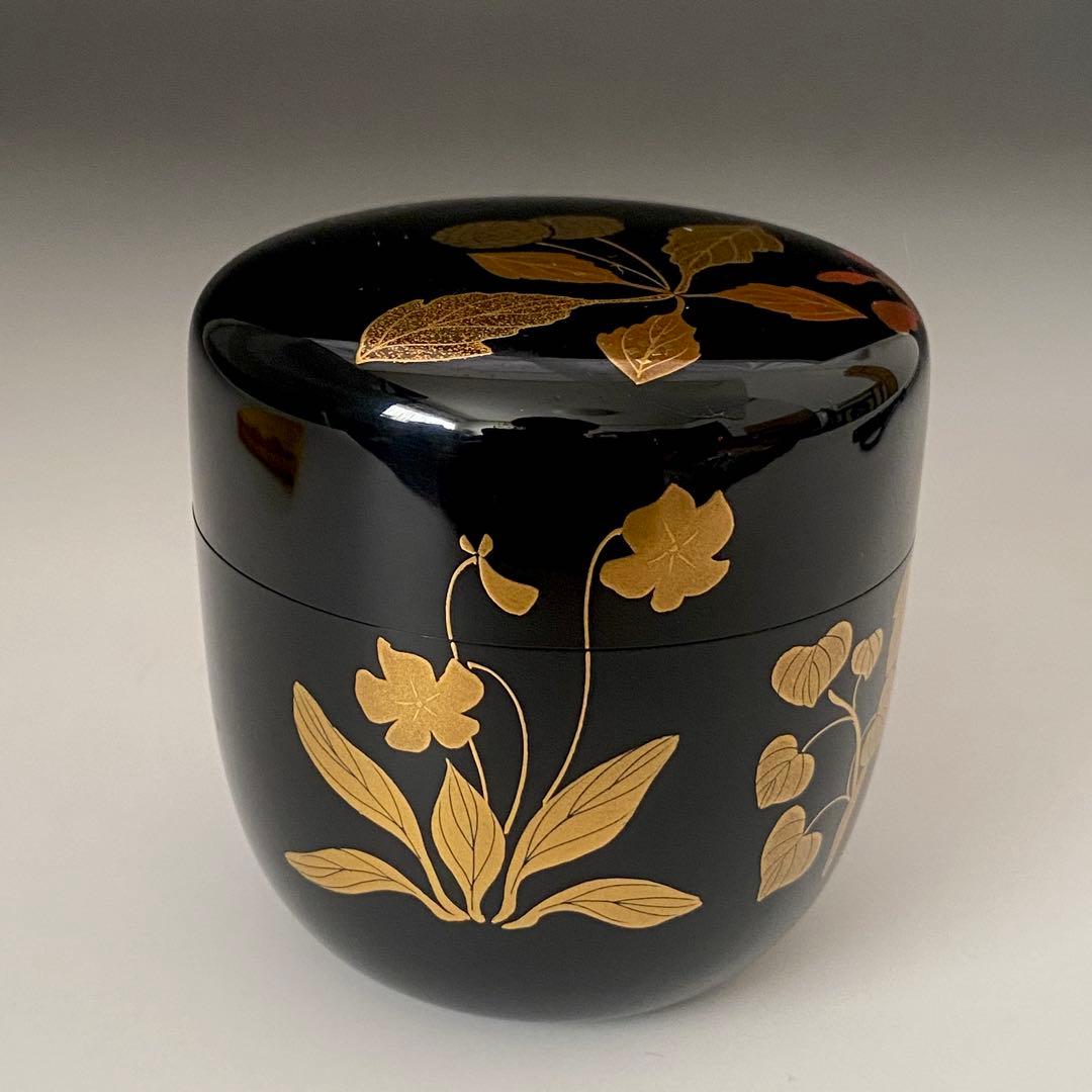 ◇茶平一斎 作 春の草花 棗 輪島塗 中棗 茶道具