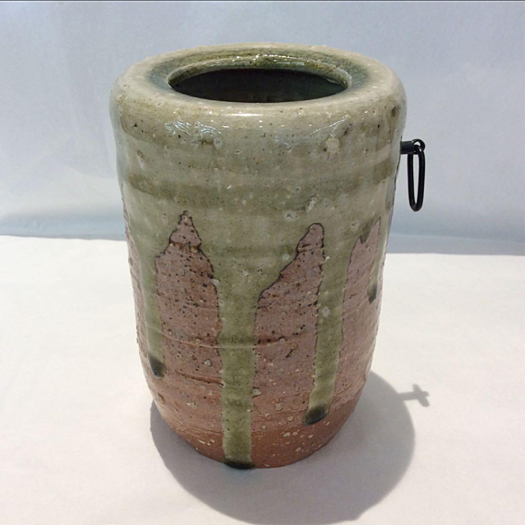 茶道具】高橋楽斎作 信楽焼旅枕掛花入