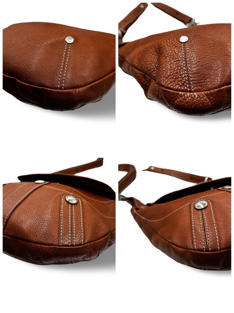 【ヴィンテージ】ロンシャン　ショルダーバッグ　オールレザー　ブラウン　斜め掛け