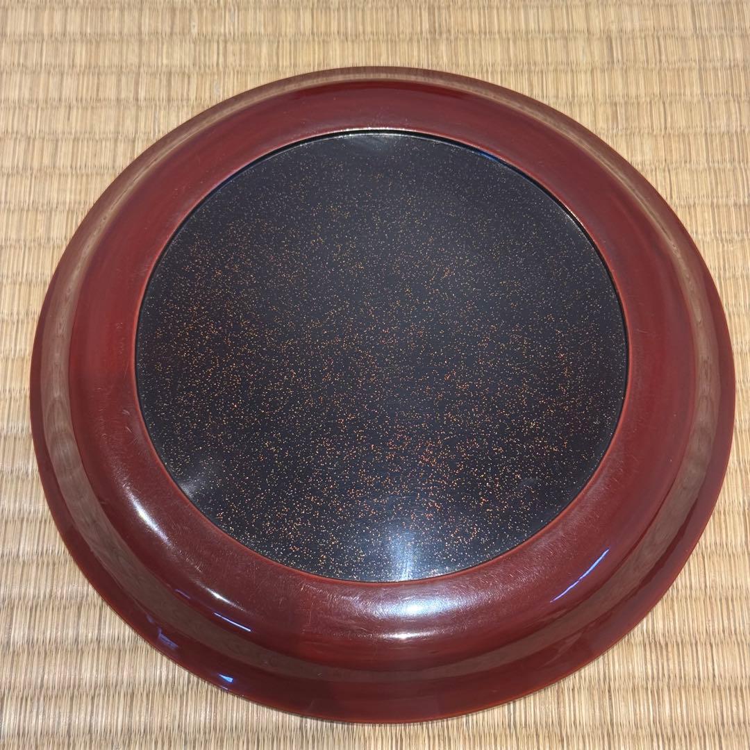 時代漆器 梨地 研ぎ出し梅蒔絵 丸盆 木製漆器 茶懐石道具 / 輪島塗