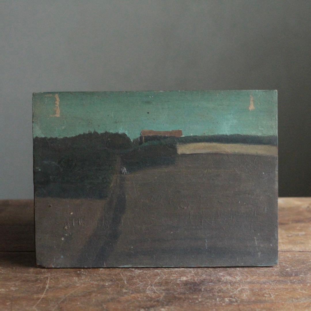 戦前？ 古い 板絵 油彩 油絵 古道具 アンティーク No.3
