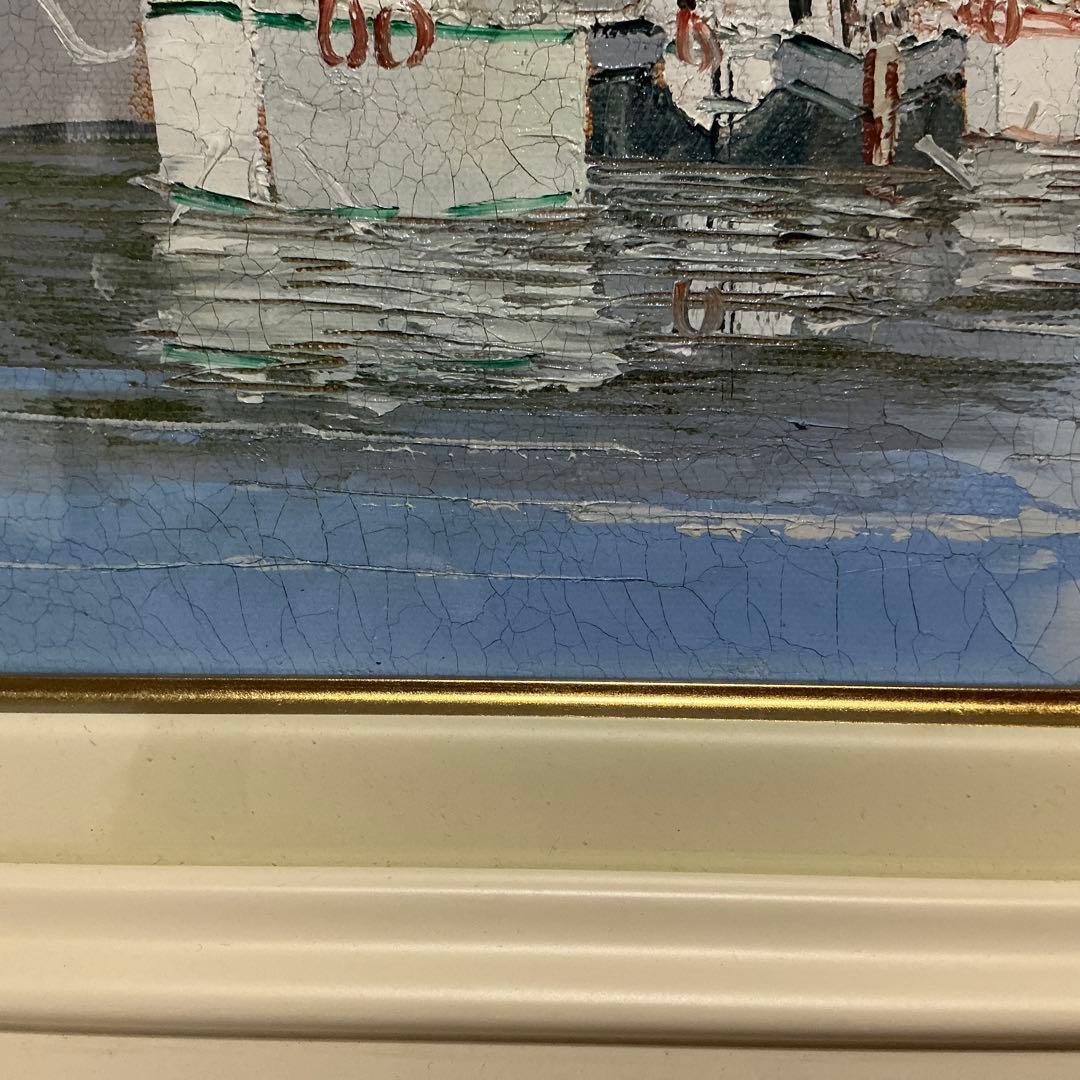 油絵　「オリオ港 」　黒沢久　作品　F6 サイズ 肉筆 油絵 油彩額装作品