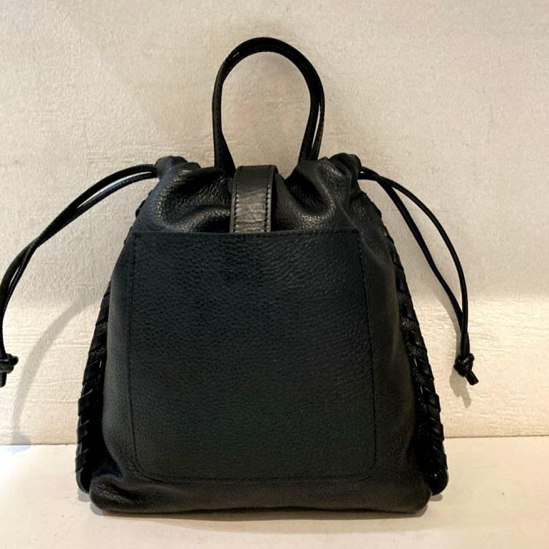 【美品】ear PAPILLONNER バックル巾着ショルダーバッグ　S 黒