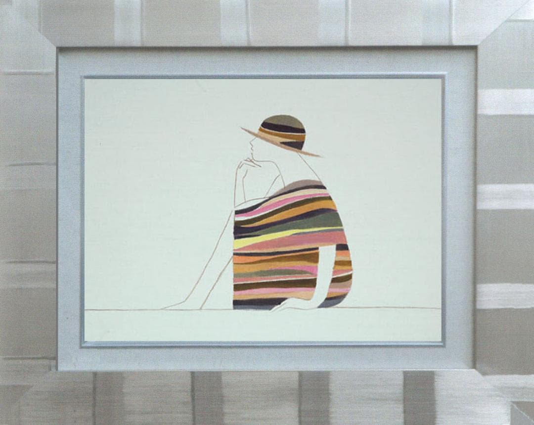 油絵 菅家令子 絵 絵画 インテリア 額付(黒) F3-041214 人物 女性