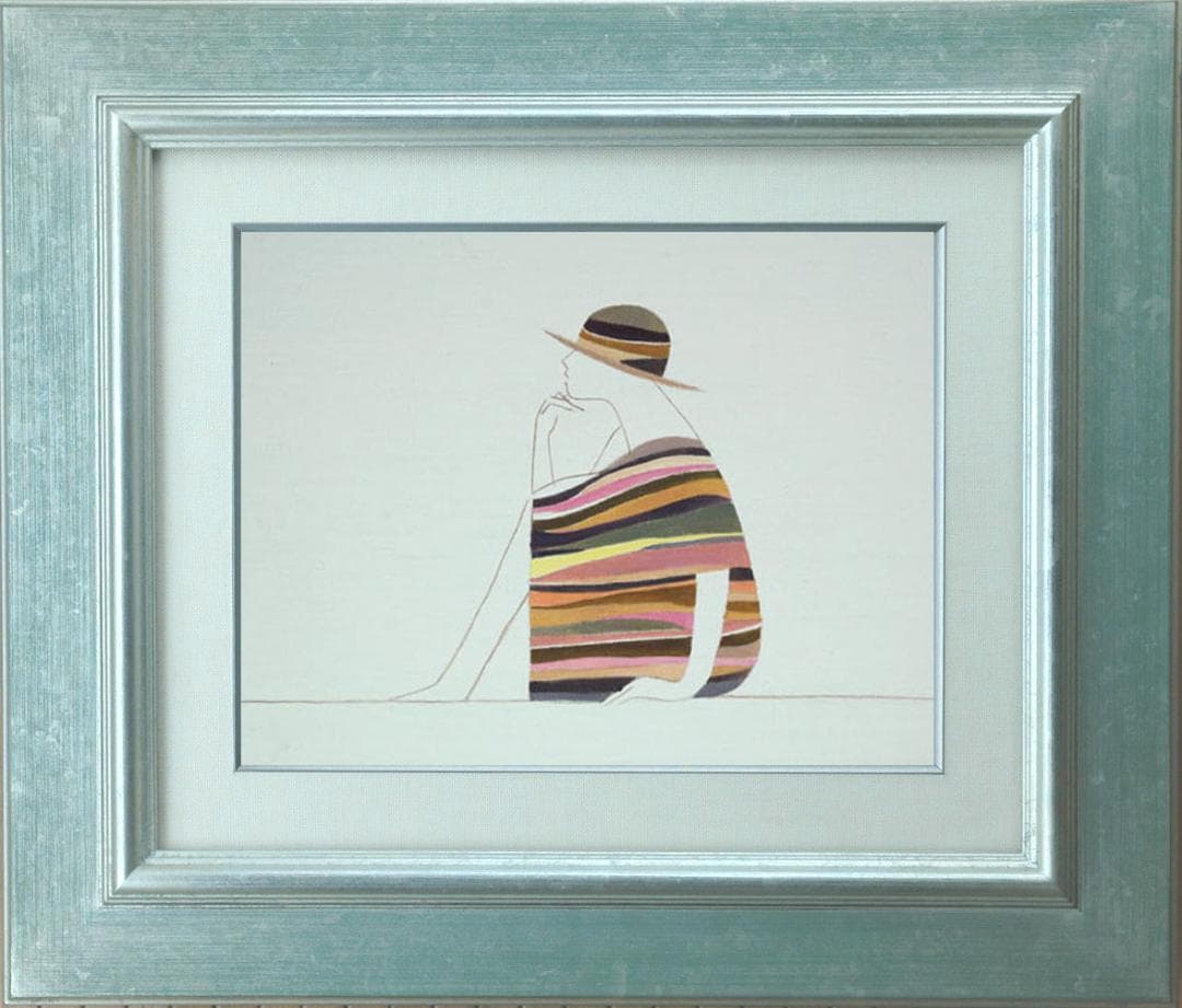 油絵 菅家令子 絵 絵画 インテリア 額付(黒) F3-041214 人物 女性