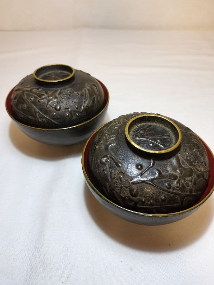 会津 鉄錆塗 汁物椀 会津塗 2客 明治 大正時代 - メルカリ