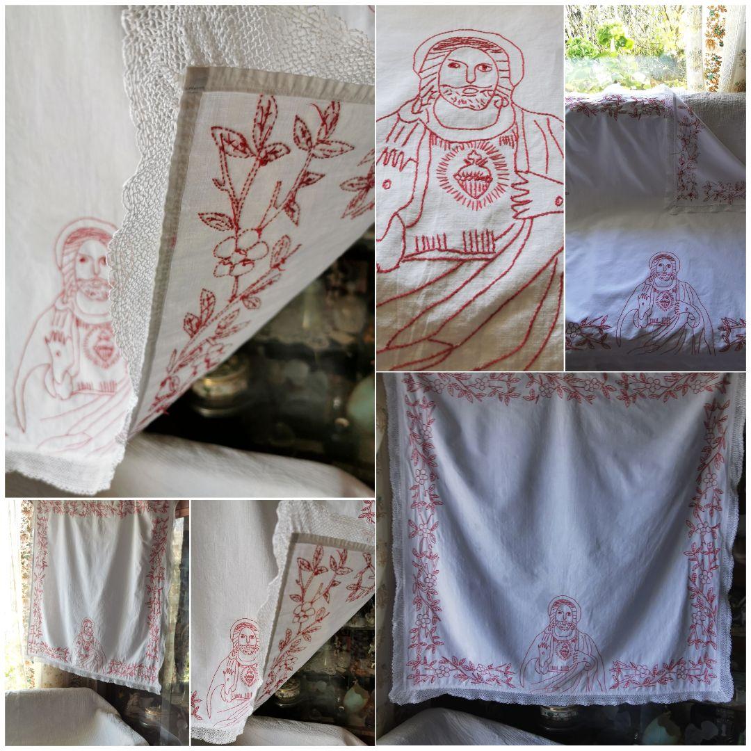 Lace＆Fabric - BAU ANTIQUES アンティーク仏/独 イエスの聖心 レッド