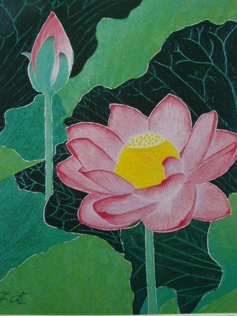 久保木彦、「華（蓮の花）」、希少な額装用画集より、新品高級額装付 川島浩、「晨」、希少な画集より、 新品高級額装付、日本人画家