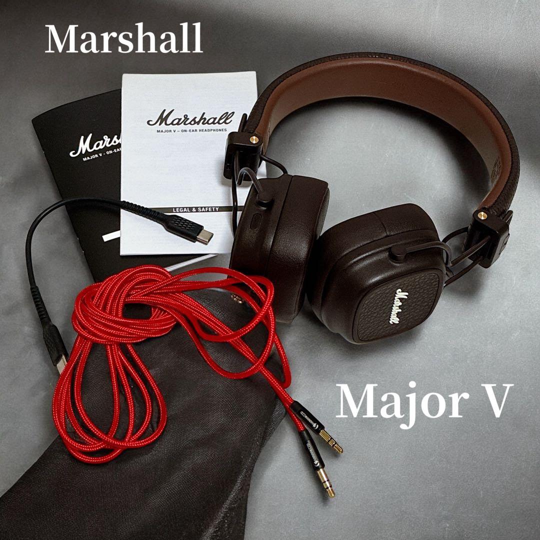 美品 Marshall Major V ワイヤレスヘッドフォン ブラウン - メルカリ