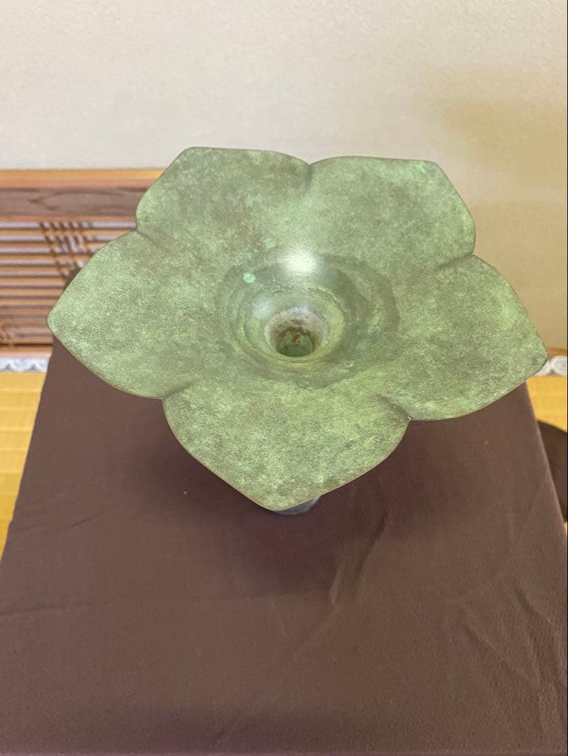 茶道具/花入 金谷五郎三郎作 『青銅桔梗形花入』 共箱 花入