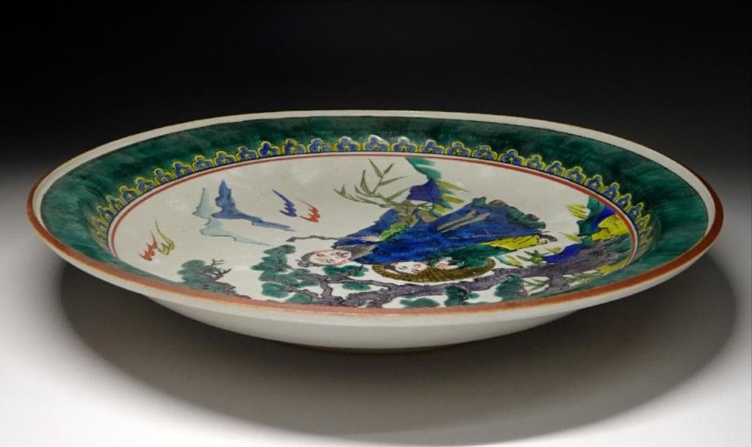 九谷焼 太田俊英 造 賢人紋 大皿 幅約32cm 青手九谷 f031314 - メルカリ