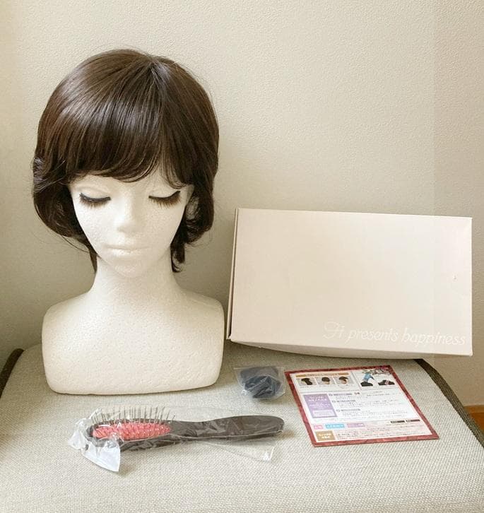 ナオアート(NAO-ART)　人毛MIX　らくらくフィット帽子ウィッグ　栗色