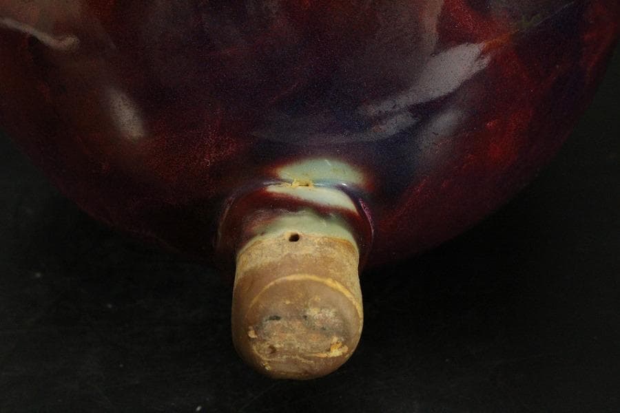 中国美術 鈞窯 紫斑釉 三足 双耳 香炉 高33.5cm(LC121)