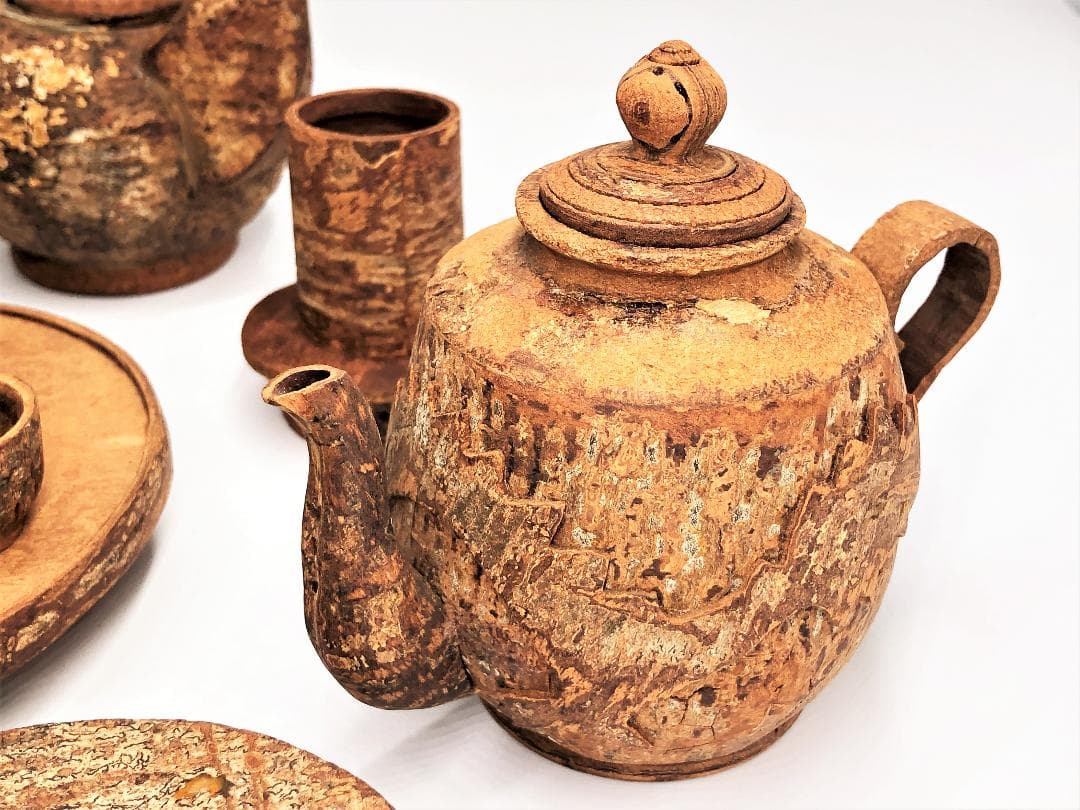 シナモン木彫茶器 】 18世紀セイロン オランダ商船 伝世収蔵品