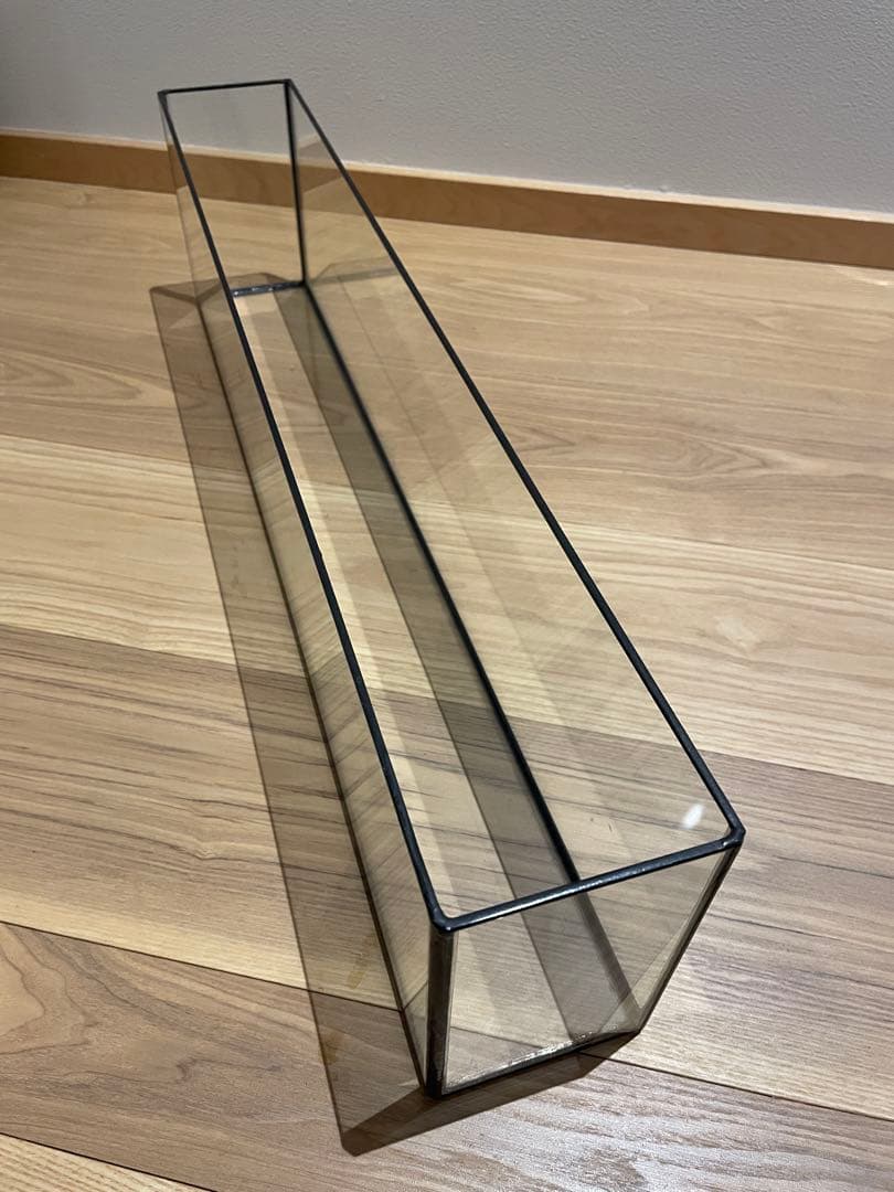 未使用)ガラス花瓶フラット水槽 横幅60.5cm×縦9cm×高さ15.5