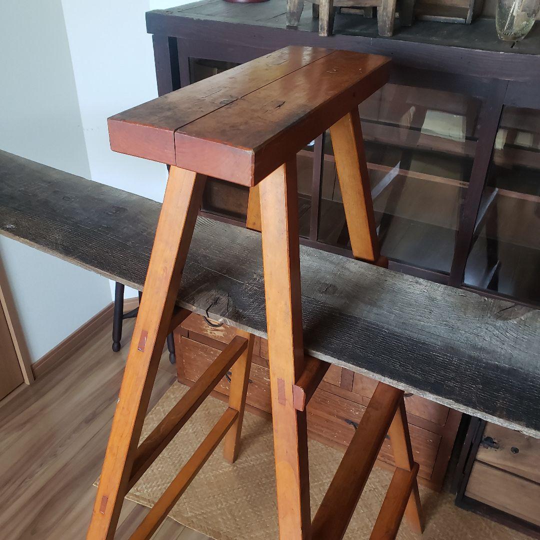 枯れた古い木製の脚立 ラダー 古道具 古家具 梯 シェルフ 棚 - メルカリ