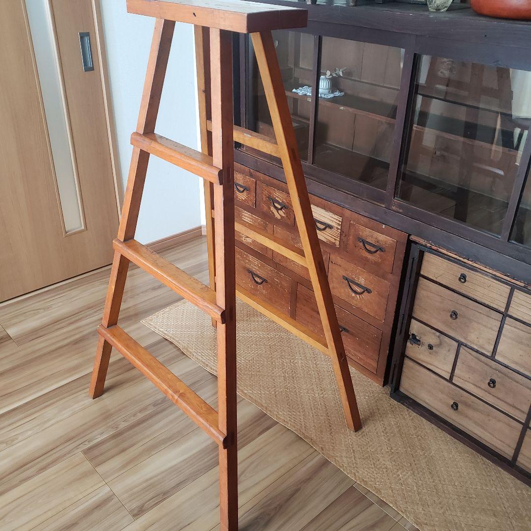 枯れた古い木製の脚立 ラダー 古道具 古家具 梯 シェルフ 棚 - メルカリ