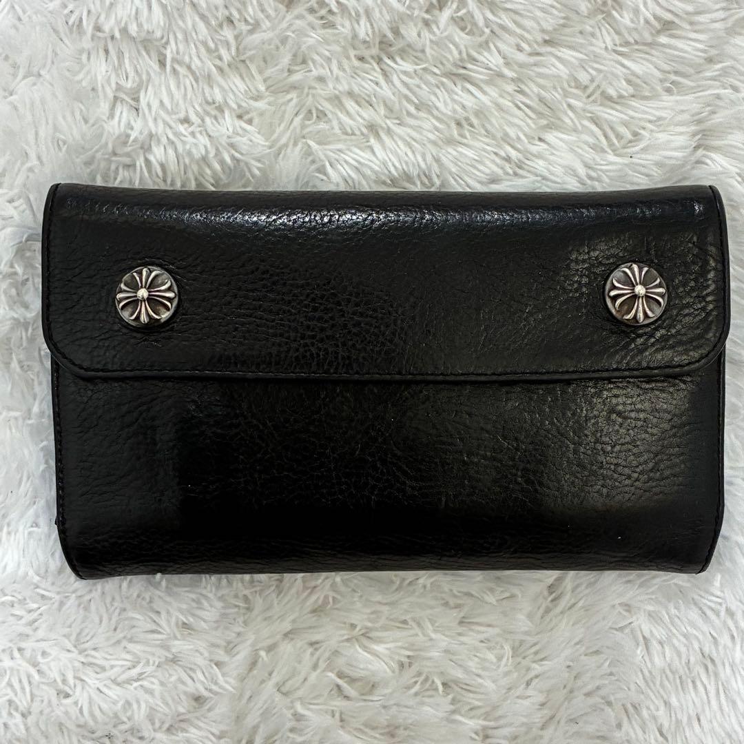 【専用】CHROME HEARTSクロムハーツ ウェーブウォレットブラックレザー