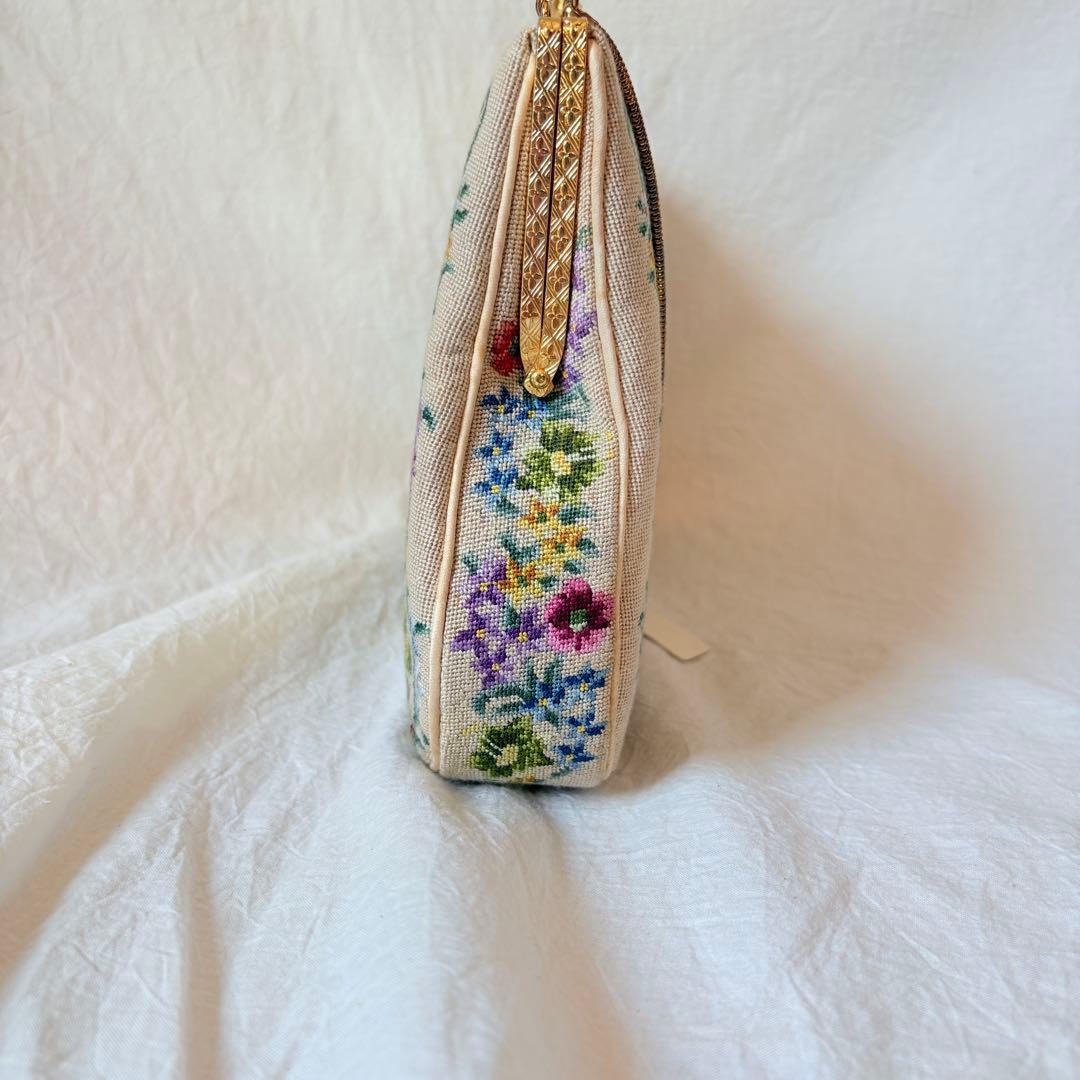 未使用美品 プチポワン 細密刺繍 ハンドバッグ パーティーバッグ