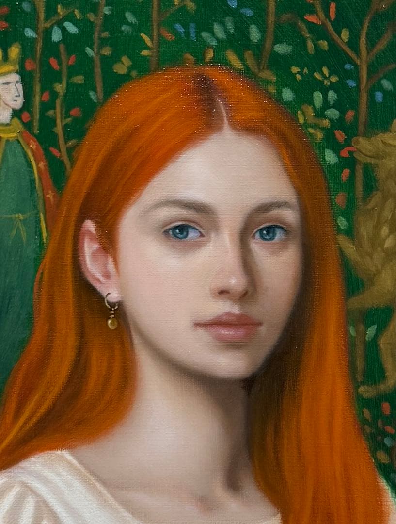 油彩画　「 Innocent κ」＊真作作品　M3号 額縁付き