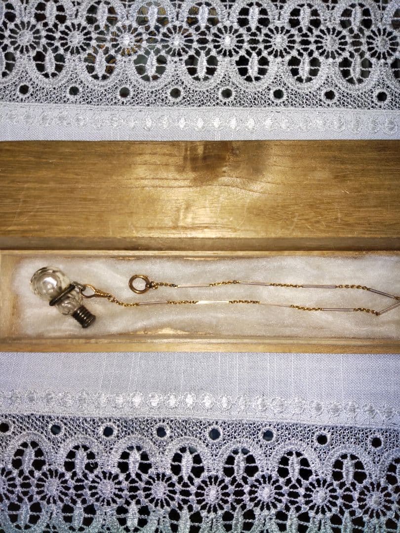 江戸時代ギヤマン切子瓢箪型銀製金具根付け/K18チェーン。 - メルカリ