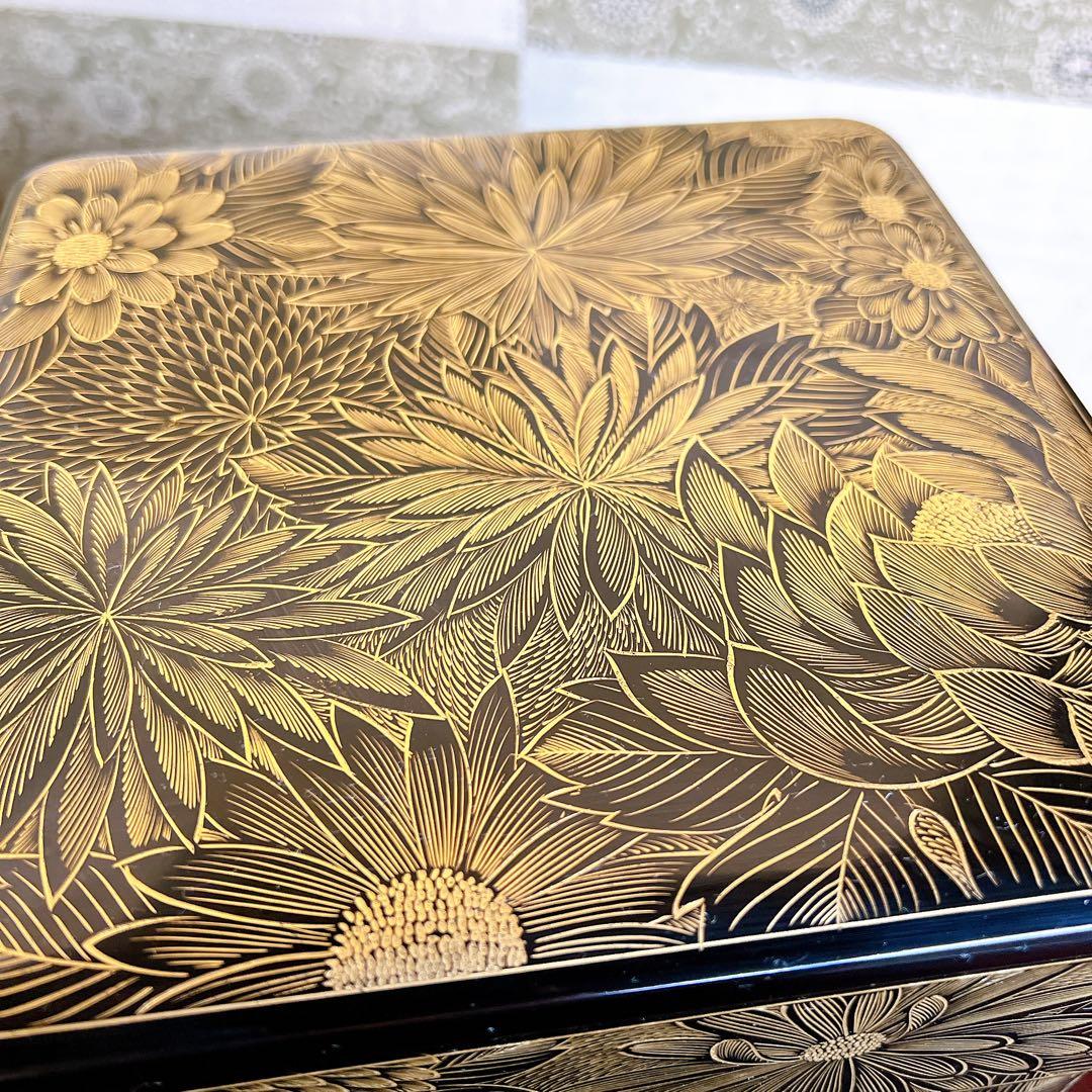 輪島塗 総菊四段重 塩安漆器工房 元箱入り 特選輪島塗漆器 うるし