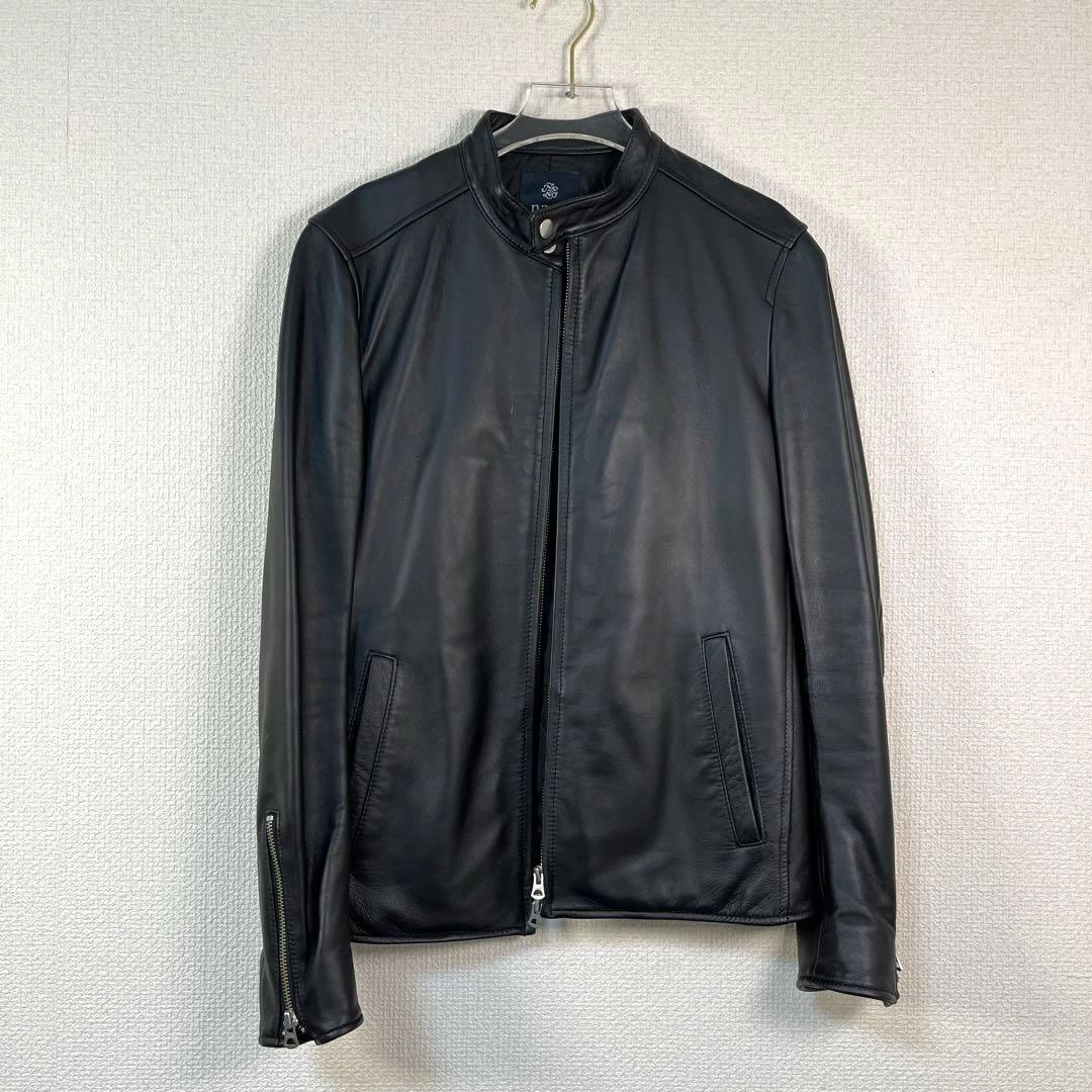 nano BASE ラムレザーシングルライダースジャケットブラックM