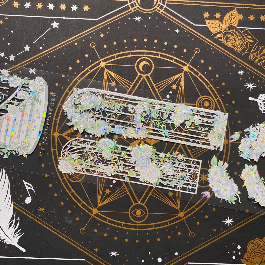 9189】海外 マステ中古巻 貝殻光マスキングテープ お花 ガーデン 残量多め