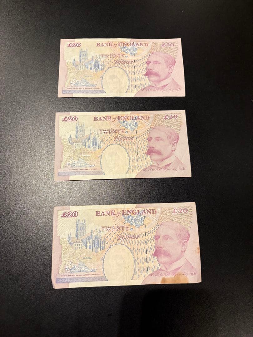 20紙幣 3枚セット エリザベス女王 旧紙幣